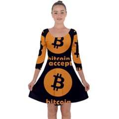 I Accept Bitcoin Quarter Sleeve Skater Dress by Valentinaart