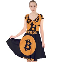 I Accept Bitcoin Cap Sleeve Front Wrap Midi Dress by Valentinaart