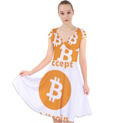 I Accept Bitcoin Cap Sleeve Front Wrap Midi Dress by Valentinaart