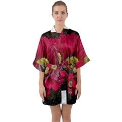 Fantasy Flower Fractal Blossom Quarter Sleeve Kimono Robe by BangZart