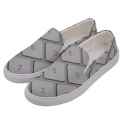 Keyboard Letters Key Print White Men s Canvas Slip Ons by BangZart