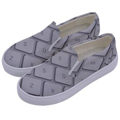 Keyboard Letters Key Print White Kids  Canvas Slip Ons by BangZart