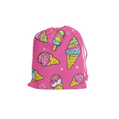 Summer Ice Creams Flavors Pattern Drawstring Pouches (medium)  by Bigfootshirtshop