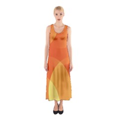 Abstract Orange Yellow Red Color Sleeveless Maxi Dress by Celenk