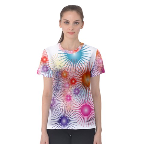 Stars Fireworks Colors Women s Sport Mesh Tee by Celenk