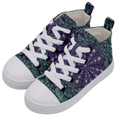 Star And Flower Mandala In Wonderful Colors Kid s Mid-top Canvas Sneakers by pepitasart