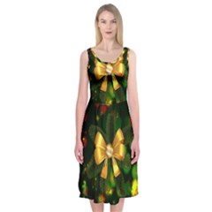 Christmas Celebration Tannenzweig Midi Sleeveless Dress by Celenk