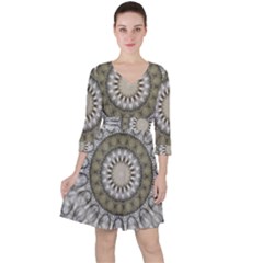 Mandala Sand Color Seamless Tile Ruffle Dress by Celenk