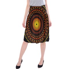 Mandala Psychedelic Neon Midi Beach Skirt by Celenk