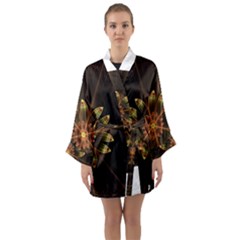 Fractal Floral Mandala Abstract Long Sleeve Kimono Robe by Celenk