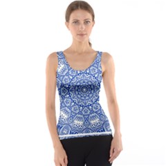 Blue Mandala Kaleidoscope Tank Top by Celenk