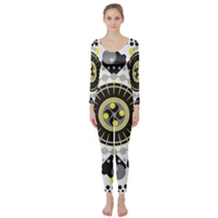 Mandala Geometric Design Pattern Long Sleeve Catsuit by Celenk