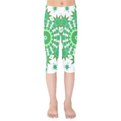 Mandala Geometric Pattern Shapes Kids  Capri Leggings  by Celenk