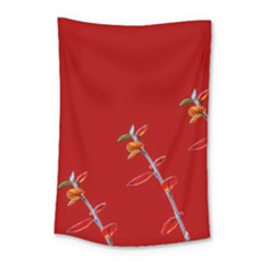 Red Background Paper Plants Small Tapestry by Celenk