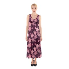 Cherry Blossoms Japanese Style Pink Sleeveless Maxi Dress by Celenk