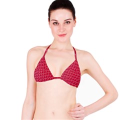 Textile Texture Spotted Fabric Bikini Top by Celenk