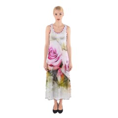 Flower Roses Art Abstract Sleeveless Maxi Dress by Celenk