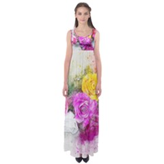 Flowers Bouquet Art Abstract Empire Waist Maxi Dress by Celenk