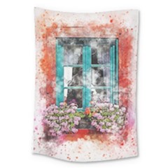 Window Flowers Nature Art Abstract Large Tapestry by Celenk