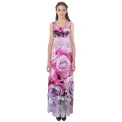 Flowers Roses Bouquet Art Abstract Empire Waist Maxi Dress by Celenk