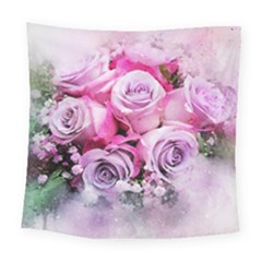 Flowers Roses Bouquet Art Abstract Square Tapestry (large) by Celenk