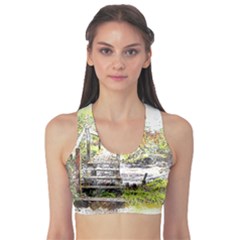 River Bridge Art Abstract Nature Sports Bra by Celenk