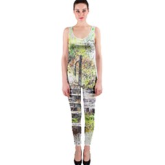 River Bridge Art Abstract Nature Onepiece Catsuit by Celenk