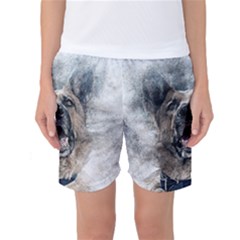 Dog Pet Art Abstract Vintage Women s Basketball Shorts by Celenk