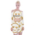 gold smiley face Off Shoulder Top with Mini Skirt Set View1