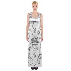 Set Chalk Out Scribble Collection Maxi Thigh Split Dress by Celenk