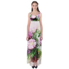 Flowers Roses Bouquet Art Nature Empire Waist Maxi Dress by Celenk