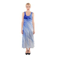 Spring Blue Colored Sleeveless Maxi Dress by Celenk