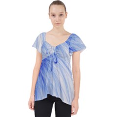 Spring Blue Colored Lace Front Dolly Top by Celenk