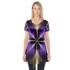 Fractal Glow Flowing Fantasy Short Sleeve Tunic  by Celenk