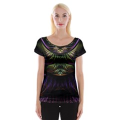 Fractal Colorful Pattern Fantasy Cap Sleeve Tops by Celenk