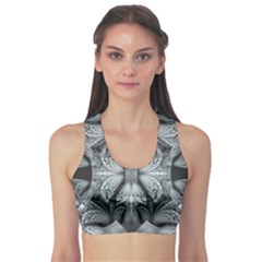 Fractal Blue Lace Texture Pattern Sports Bra by Celenk