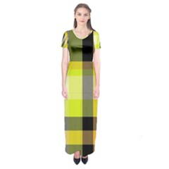 Tartan Abstract Background Pattern Textile 5 Short Sleeve Maxi Dress by Celenk