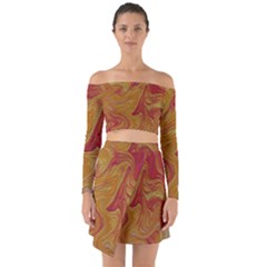 Texture Pattern Abstract Art Off Shoulder Top With Skirt Set by Celenk