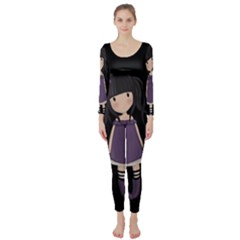 Dolly Girl In Purple Long Sleeve Catsuit by Valentinaart