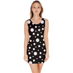 White On Black Polka Dot Pattern Bodycon Dress by LoolyElzayat