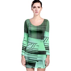 Futuristic Urban Architecture Long Sleeve Bodycon Dress by Celenk