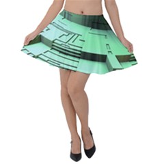 Futuristic Urban Architecture Velvet Skater Skirt by Celenk