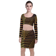 Modern Art Sculpture Architecture Long Sleeve Crop Top & Bodycon Skirt Set by Celenk