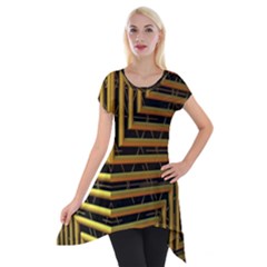 Modern Art Sculpture Architecture Short Sleeve Side Drop Tunic by Celenk