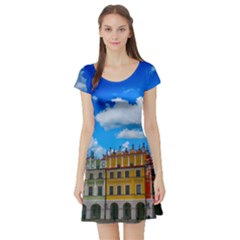 Buildings Architecture Architectural Short Sleeve Skater Dress by Celenk