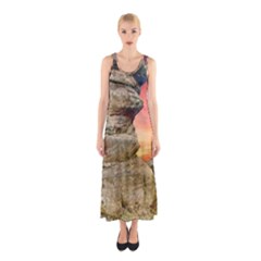 Rocks Landscape Sky Sunset Nature Sleeveless Maxi Dress by Celenk