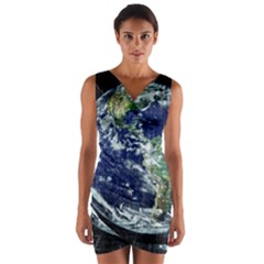 Earth Internet Globalisation Wrap Front Bodycon Dress by Celenk