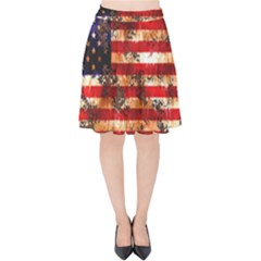 American Flag Usa Symbol National Velvet High Waist Skirt by Celenk