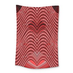 Red Wave Pattern Small Tapestry by Celenk