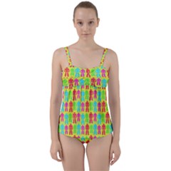 Colorful Robots Twist Front Tankini Set by snowwhitegirl